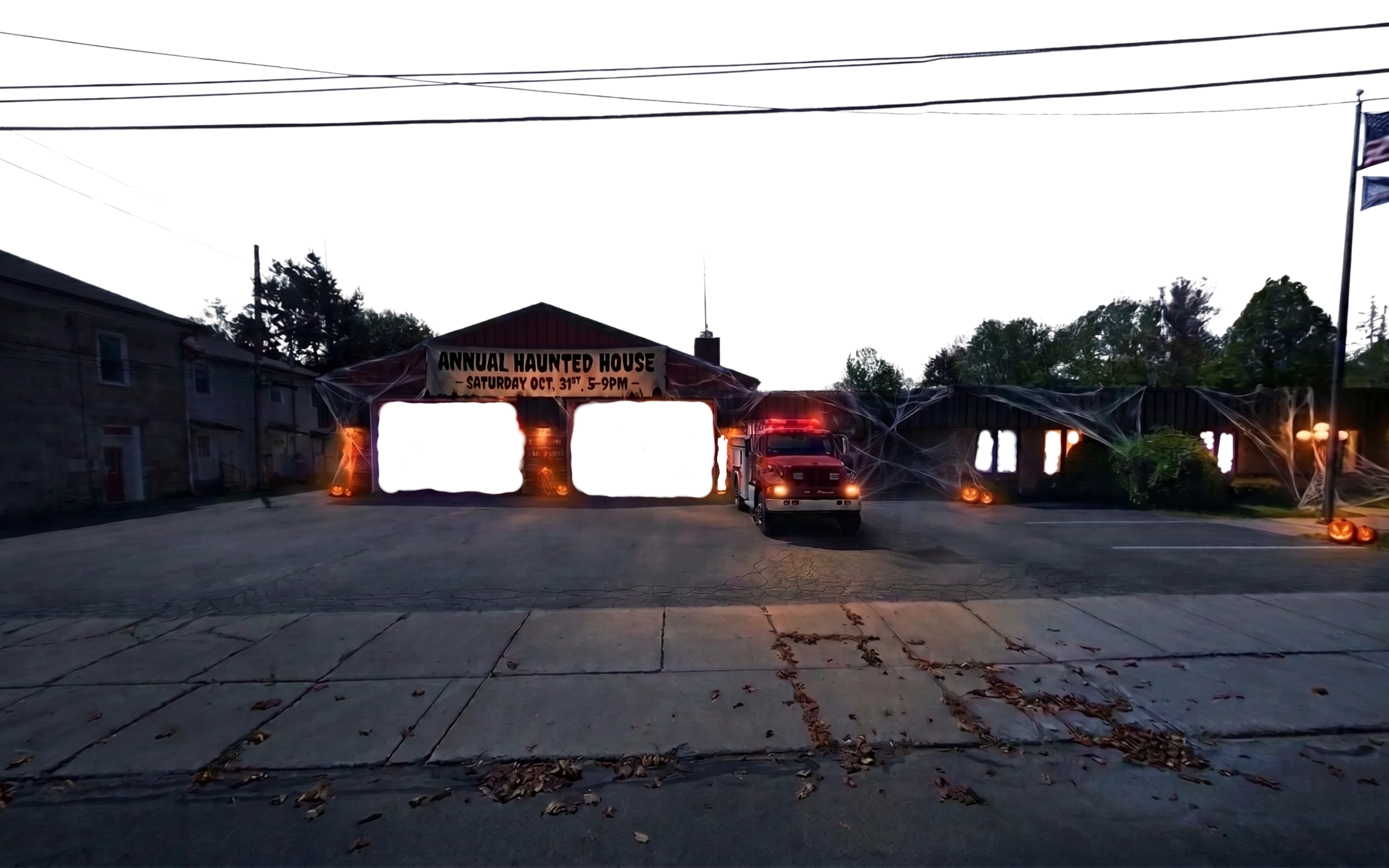 The Titusville fire station, dressed for its annual haunted house